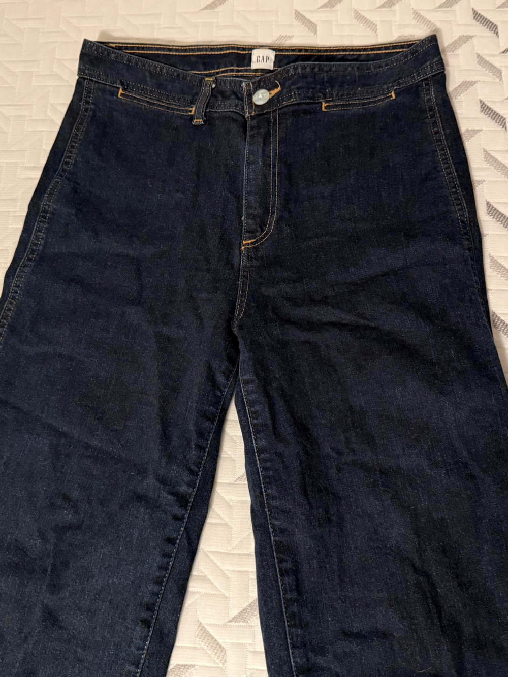 Dark Wash GAP High Rise Wide Leg Crop Jeans